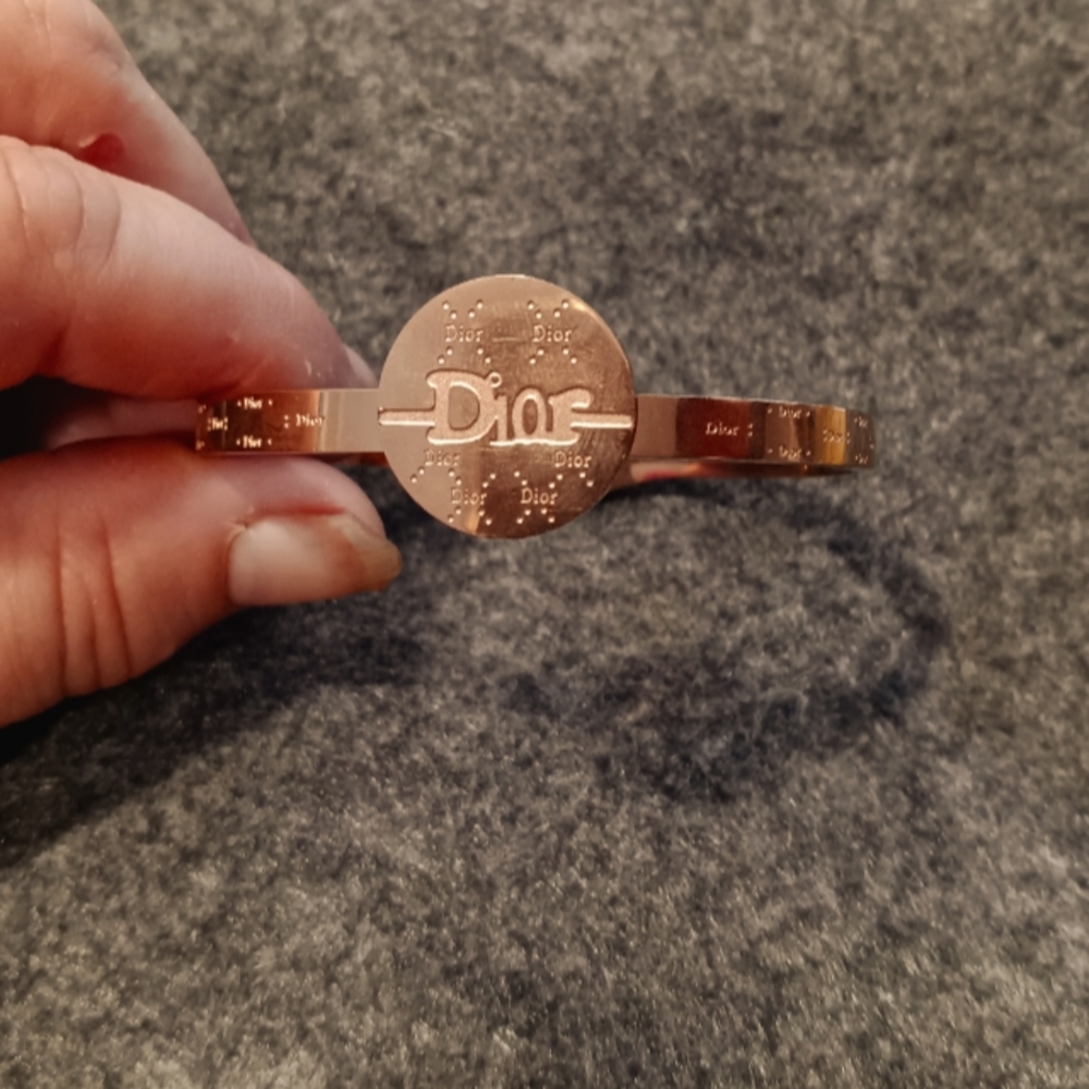 Dior Rose Gold Logo Bangle Bracelet